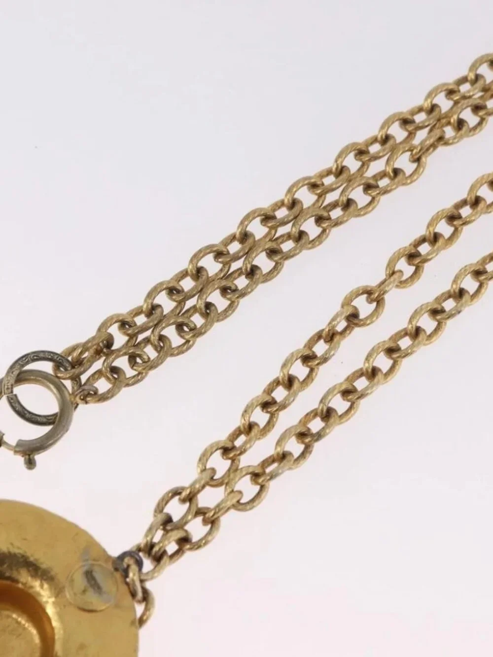 CHANEL Necklace Metal Gold Tone CC Auth bs35422A